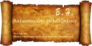 Balassovich Hiláriusz névjegykártya